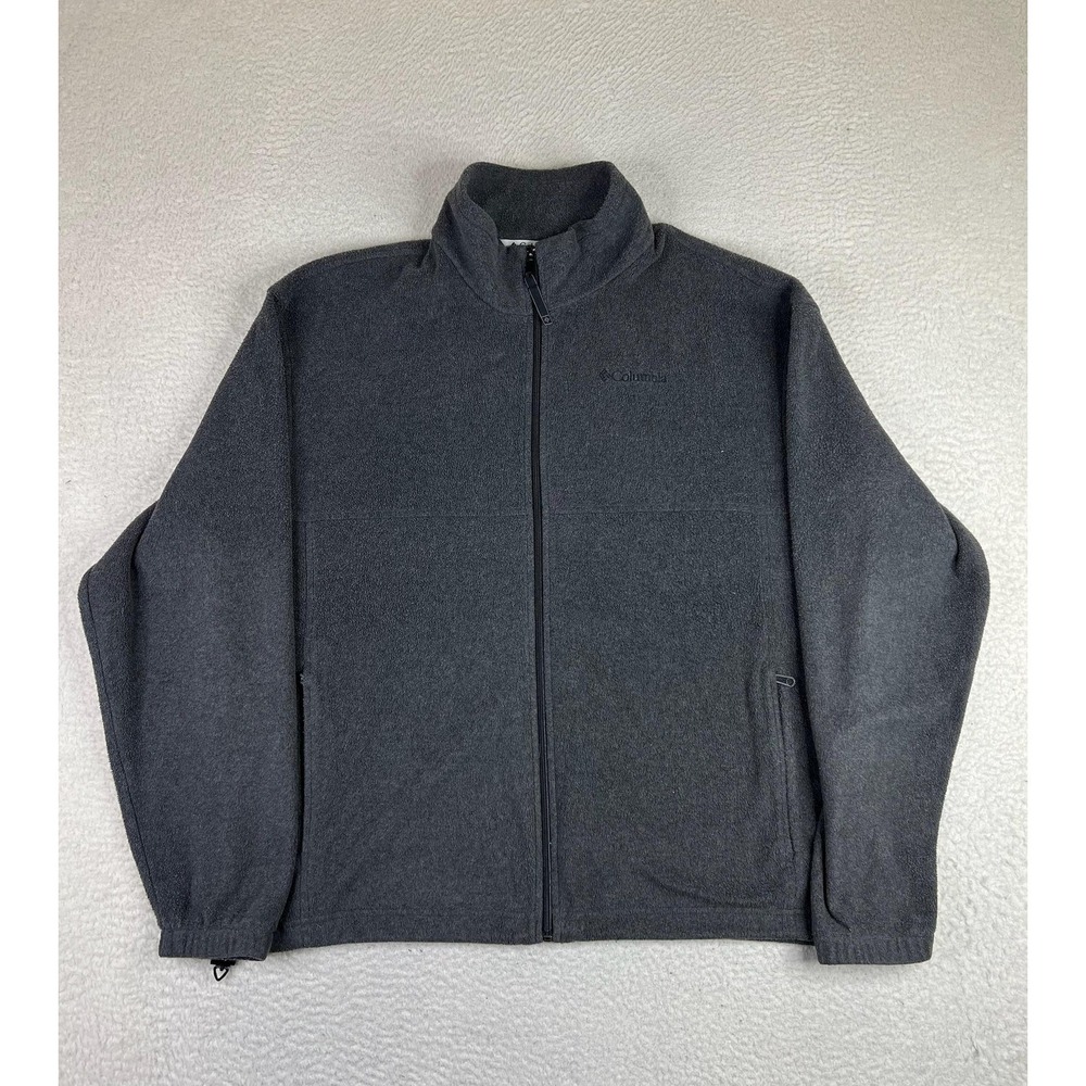 Columbia Fleece Jacket Mens XL Gray Full Zip Lined Stand Collar WM6113
